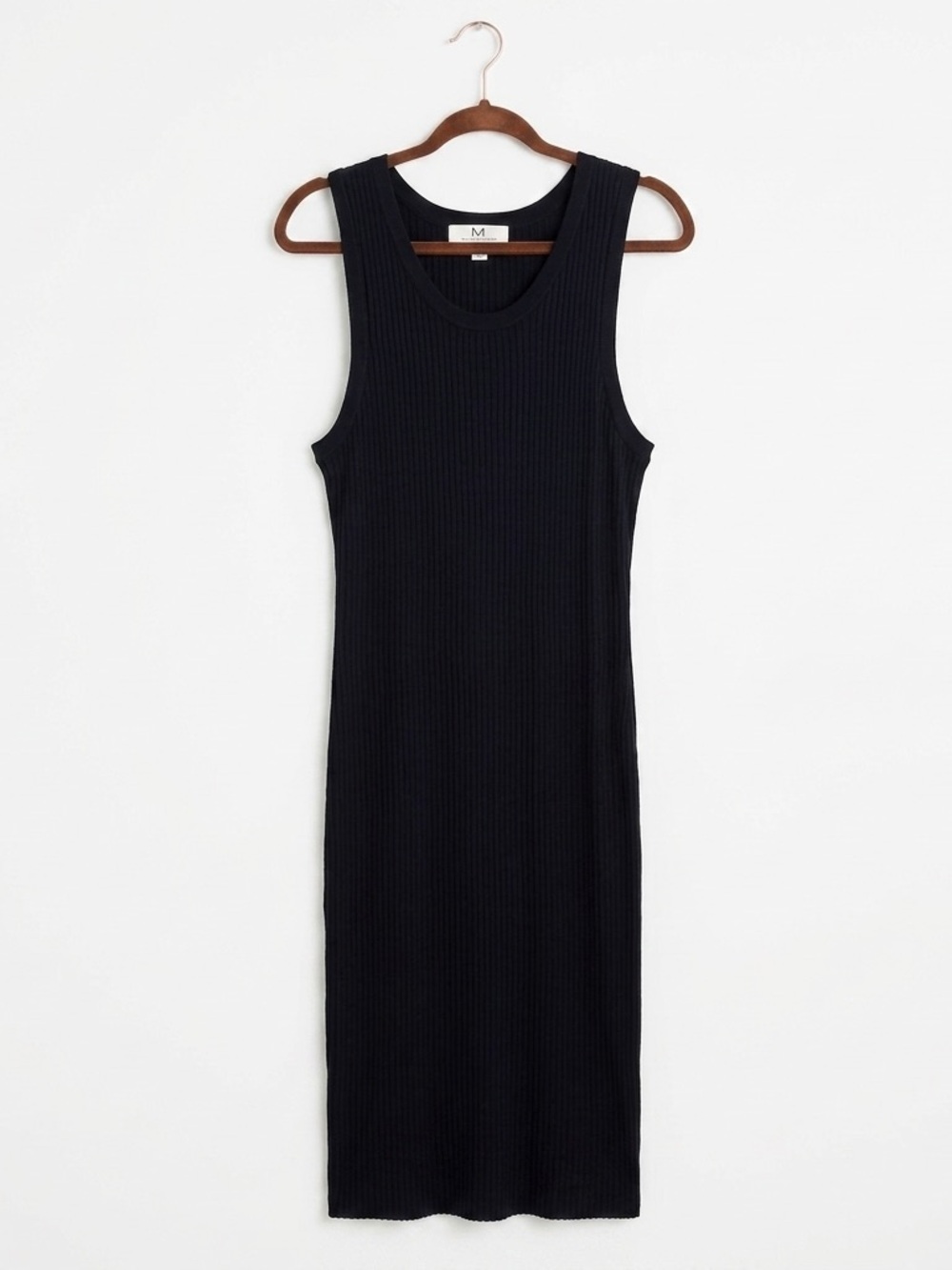Magaschoni Black Ribbed Knit Sleeveless Midi Dress Size Large L Minimalist